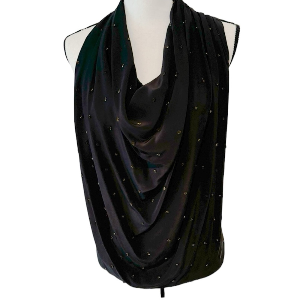 Cut 25 Silk Beaded Draped Halter Top Sz 4